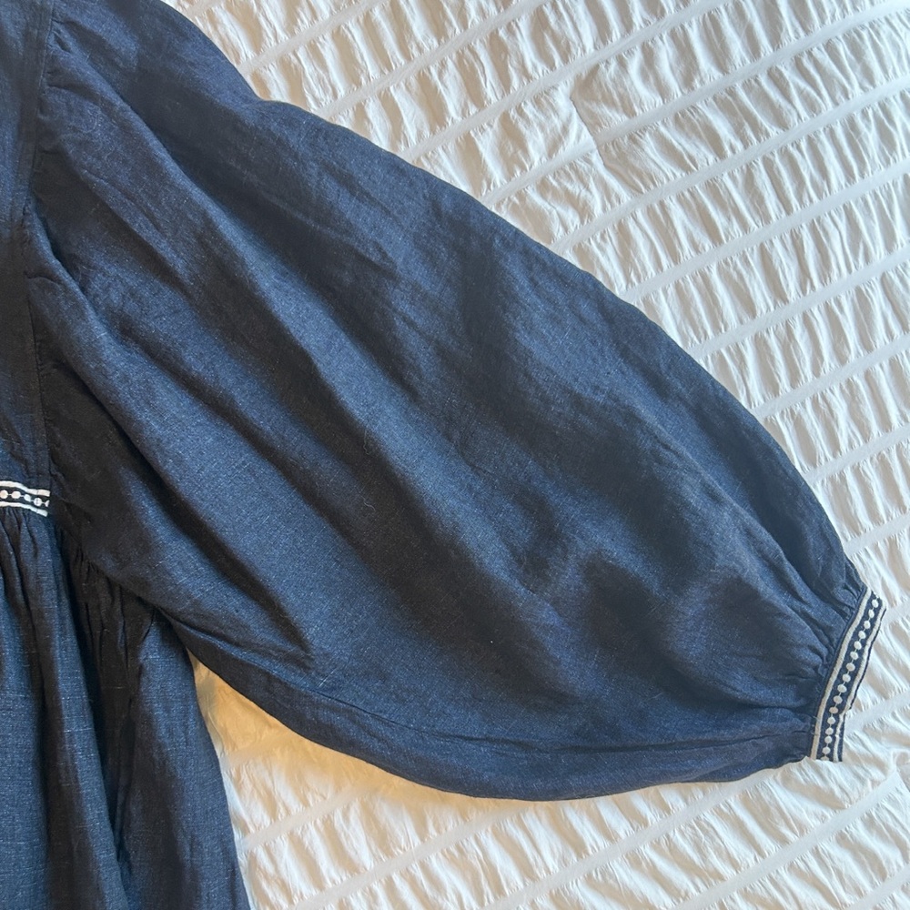 Women’s Banana Republic Navy (Dark Chambray) Embroidered Dress Size Medium - Picture 6 of 7